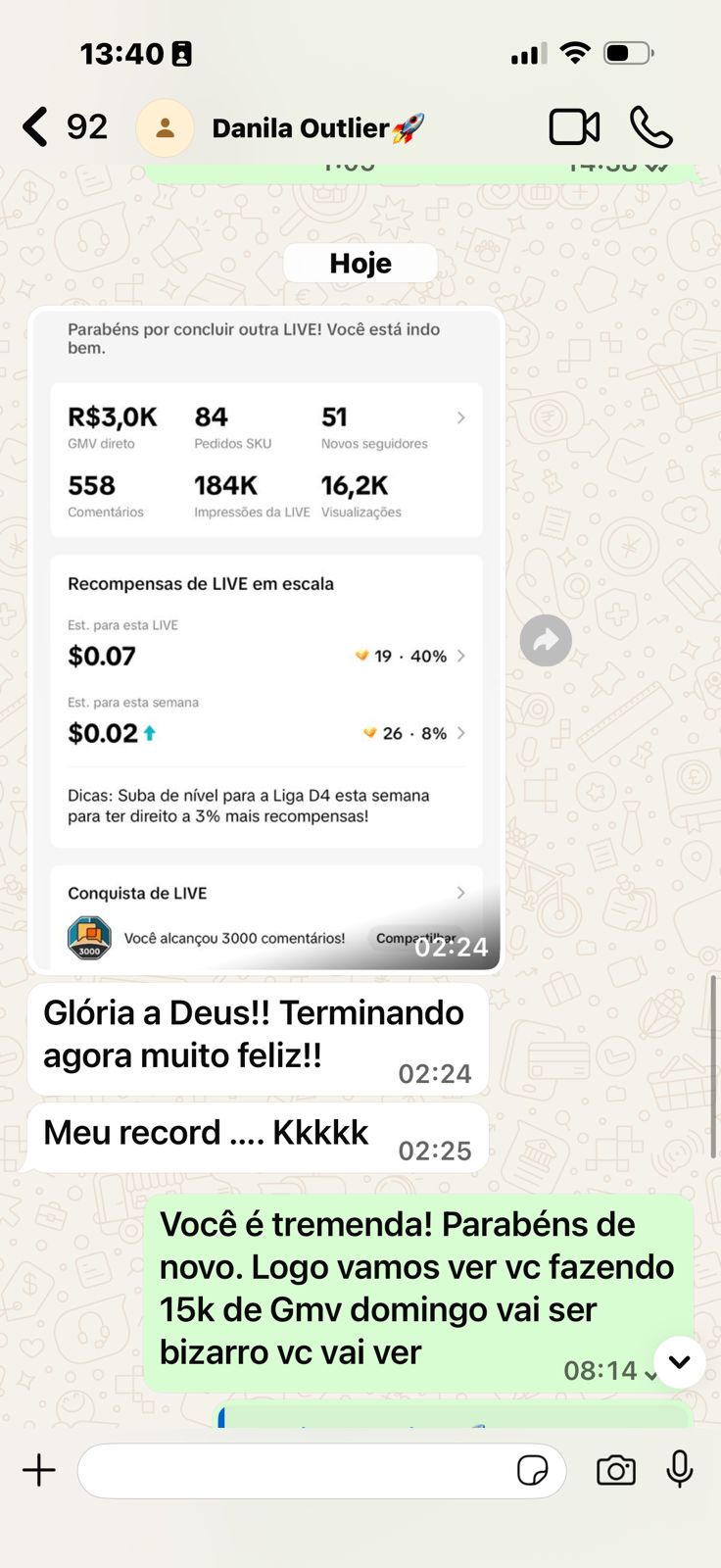 Print de resultado de aluna 6 da Comunidade CMV